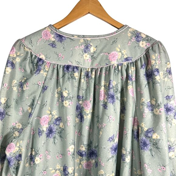 VTG Catherines Womens Green Floral Long Sleeve Button-Front Nightgown SZ 3XL - Picture 4 of 8